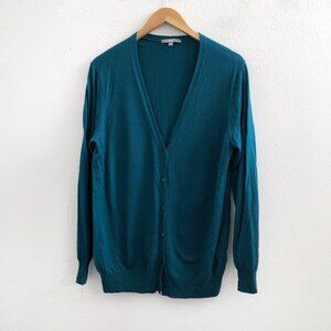 UNIQLO  Teal V-Neck Button Down 100% Wool Cardigan Size XXL